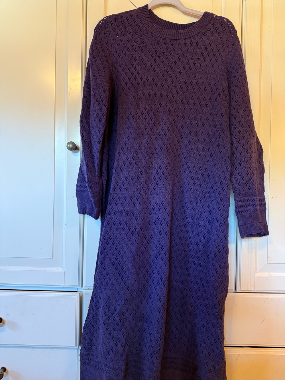 Lane Bryant Plum Pointelle Knit Long Sleeve Dress